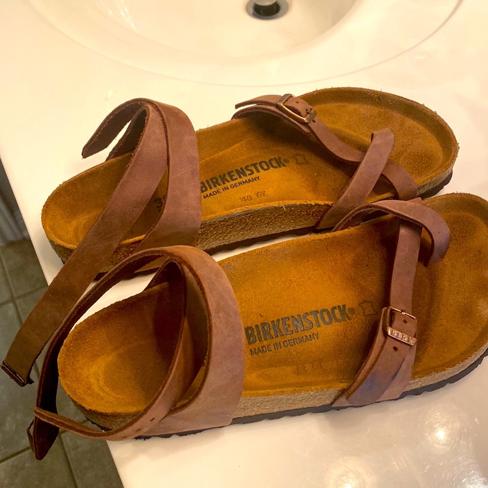 Birkenstock deloa ankle wrap leather shoes